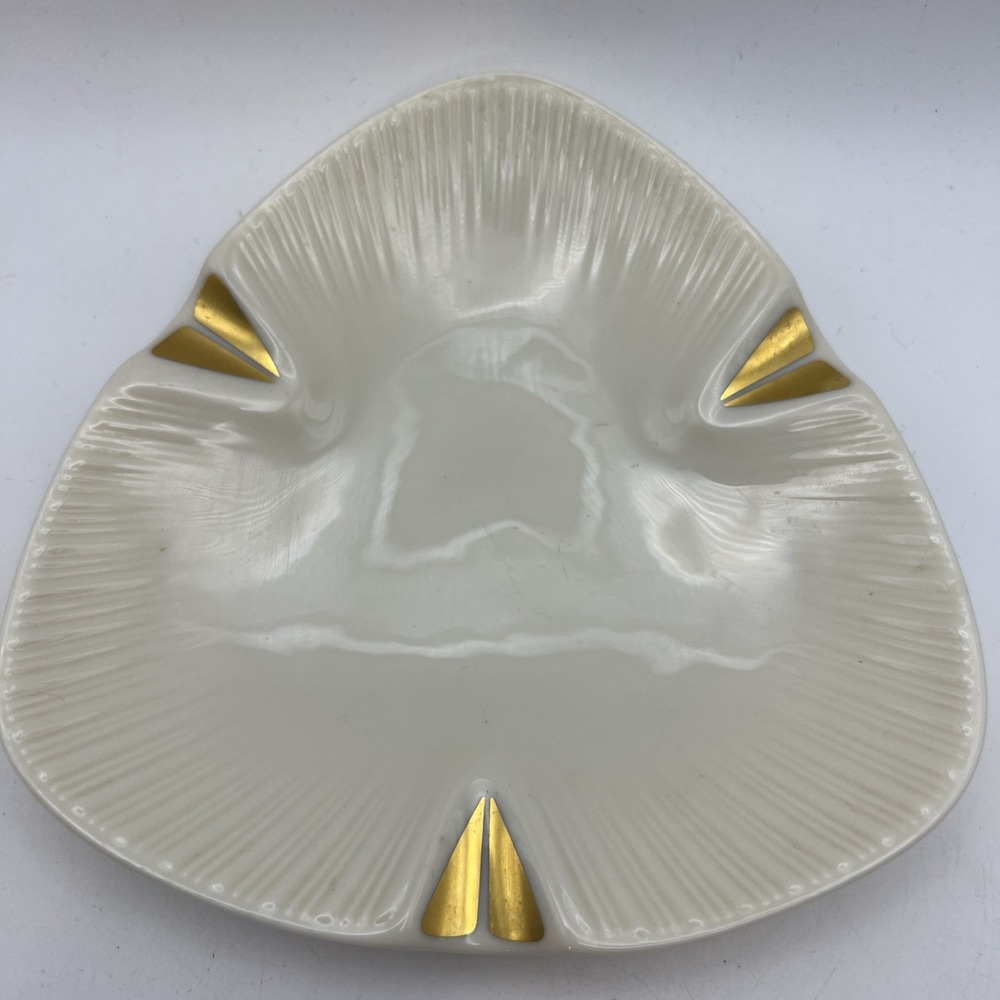 Vintage Lenox Hand-Decorated 24K Gold Triangular Porcelain Ashtray Dish